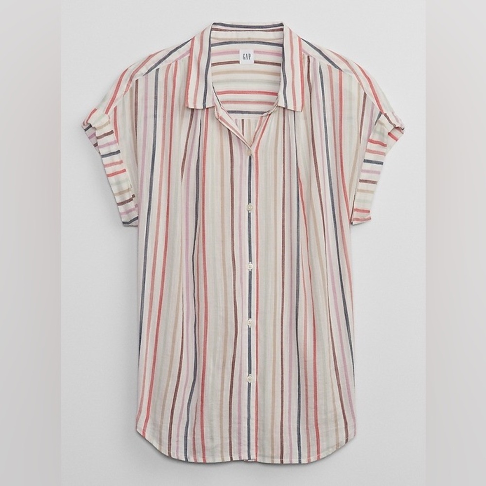 GAP Multicolor Vertical Stripe Button-Down Shirt XS extra small